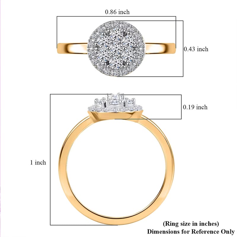 Luxuriant Lab Grown Diamond G-H SI Halo Ring in Vermeil Yellow Gold Over Sterling Silver (Size 6.0) 0.50 ctw