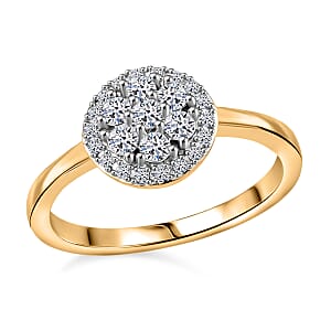 Luxuriant Lab Grown Diamond G-H SI Halo Ring in Vermeil Yellow Gold Over Sterling Silver (Size 7.0) 0.50 ctw