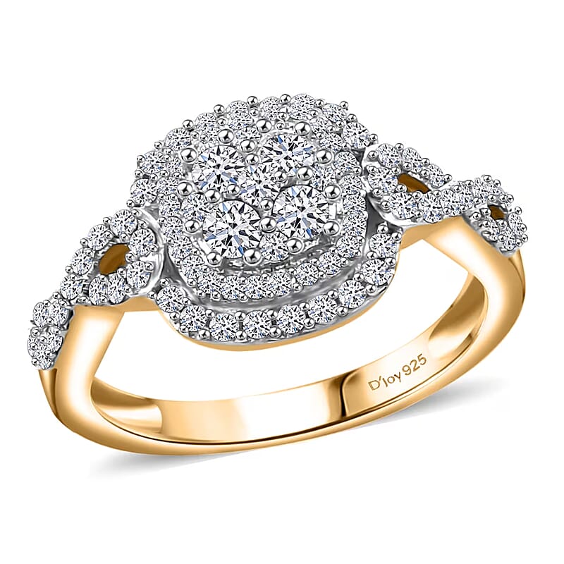 Luxuriant Lab Grown Diamond G-H SI Infinity Shank Ring in Vermeil Yellow Gold Over Sterling Silver (Size 10.0) 0.75 ctw
