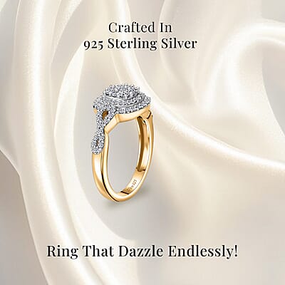 Luxuriant Lab Grown Diamond G-H SI Infinity Shank Ring in Vermeil Yellow Gold Over Sterling Silver (Size 10.0) 0.75 ctw
