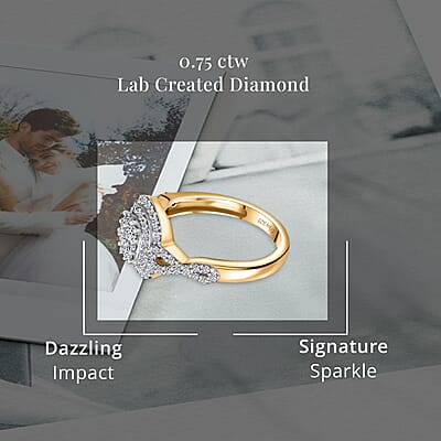 Luxuriant Lab Grown Diamond G-H SI Infinity Shank Ring in Vermeil Yellow Gold Over Sterling Silver (Size 10.0) 0.75 ctw