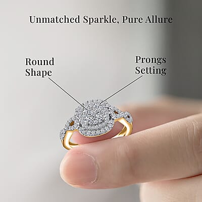 Luxuriant Lab Grown Diamond G-H SI Infinity Shank Ring in Vermeil Yellow Gold Over Sterling Silver (Size 10.0) 0.75 ctw