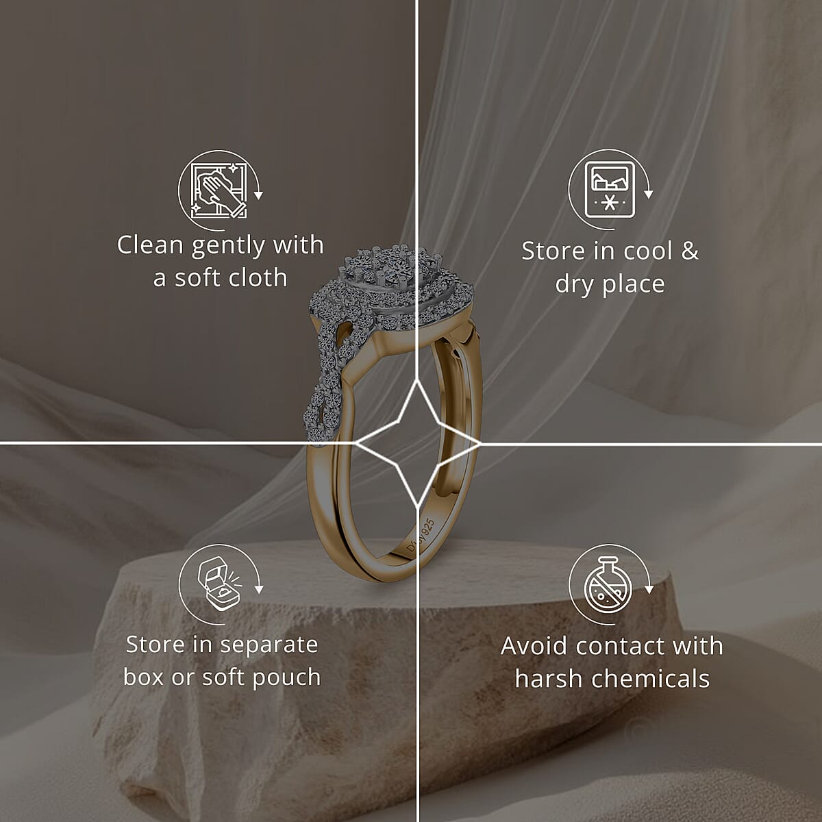 Luxuriant Lab Grown Diamond G-H SI Infinity Shank Ring in Vermeil Yellow Gold Over Sterling Silver 0.75 ctw image number 6