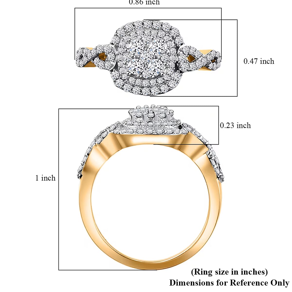 Luxuriant Lab Grown Diamond G-H SI Infinity Shank Ring in Vermeil Yellow Gold Over Sterling Silver 0.75 ctw image number 7