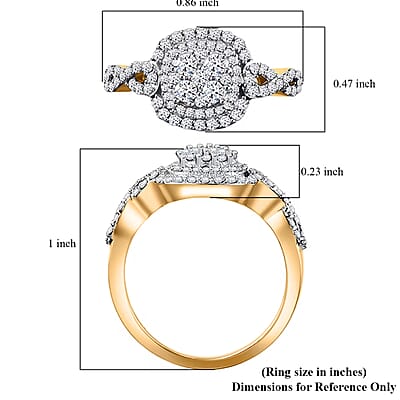 Luxuriant Lab Grown Diamond G-H SI Infinity Shank Ring in Vermeil Yellow Gold Over Sterling Silver (Size 10.0) 0.75 ctw