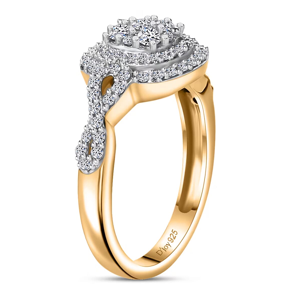 Luxuriant Lab Grown Diamond G-H SI Infinity Shank Ring in Vermeil Yellow Gold Over Sterling Silver 0.75 ctw image number 8