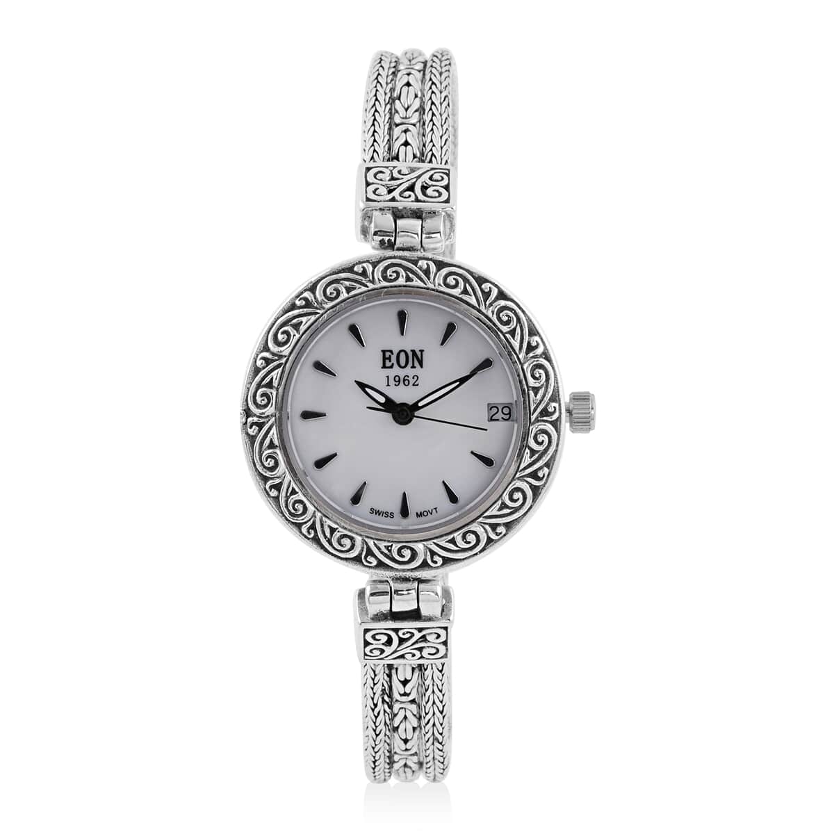 Bali Legacy Eon 1962 Swiss Movement Water Resistant Bracelet Watch in Sterling Silver (8.0 in) 34 Grams image number 0