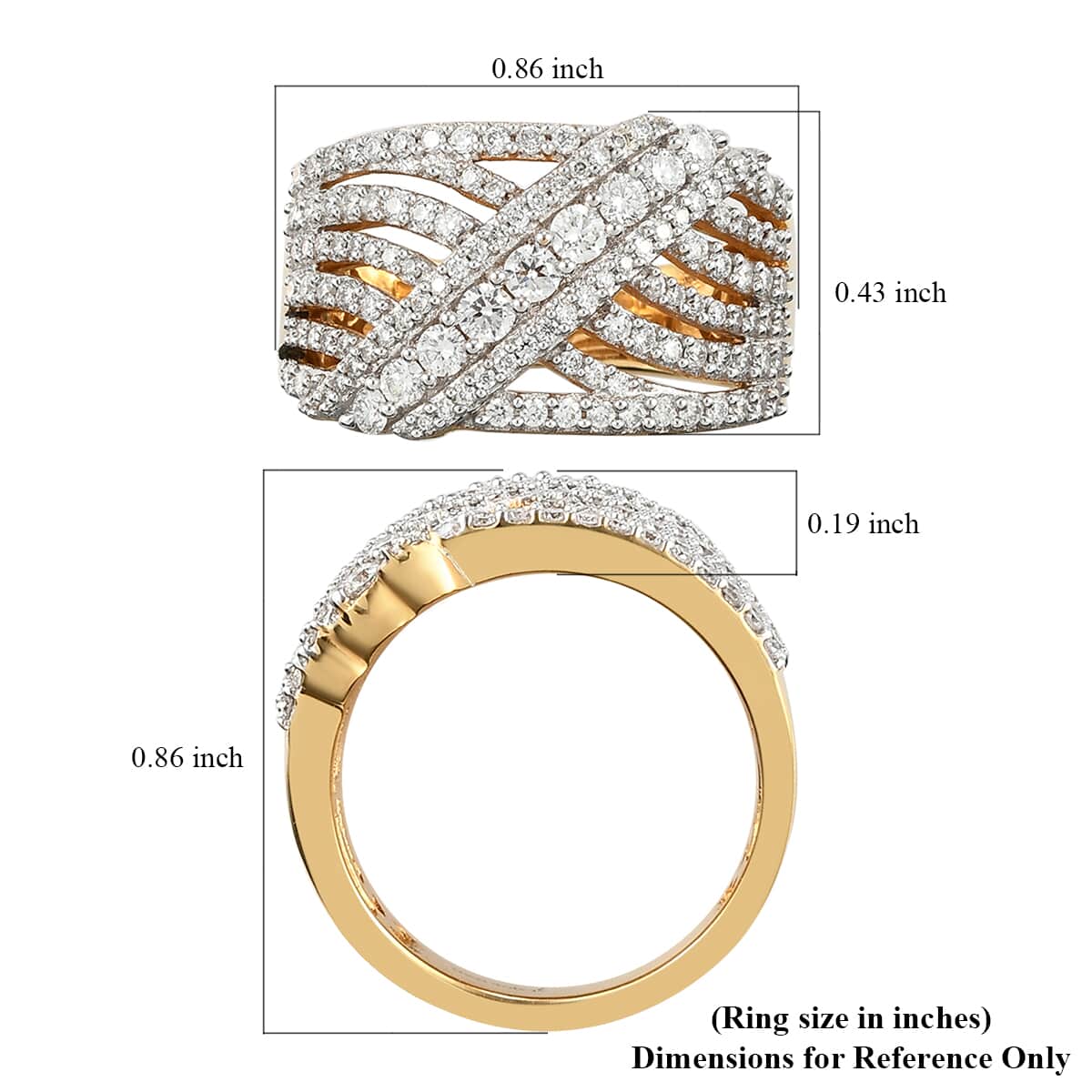Lab Grown Diamond G-H SI Ring in Vermeil Yellow Gold Over Sterling Silver 1.00 ctw image number 5