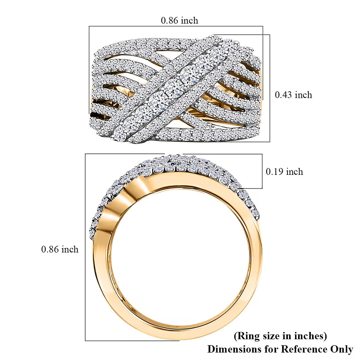 Lab Grown Diamond G-H SI Ring in Vermeil Yellow Gold Over Sterling Silver 1.00 ctw image number 7