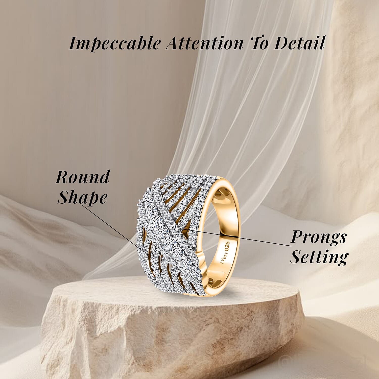 Luxuriant Lab Grown Diamond G-H, SI Criss Cross Ring in Vermeil Yellow Gold Over Sterling Silver (Size 6.0) 1.00 ctw