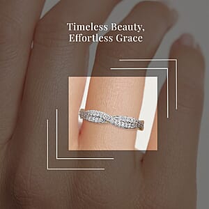 Luxuriant Lab Grown Diamond G-H SI Criss Cross Ring in Vermeil Yellow Gold Over Sterling Silver (Size 10.0) 0.25 ctw