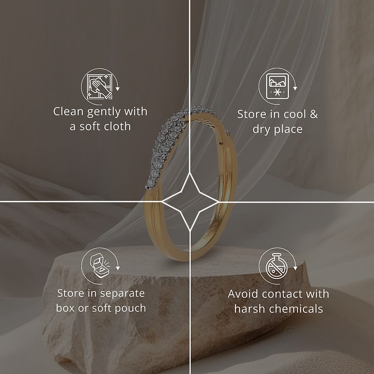 Lab Grown Diamond G-H SI Criss Cross Ring in Vermeil Yellow Gold Over Sterling Silver (Size 10.0) 0.25 ctw image number 6