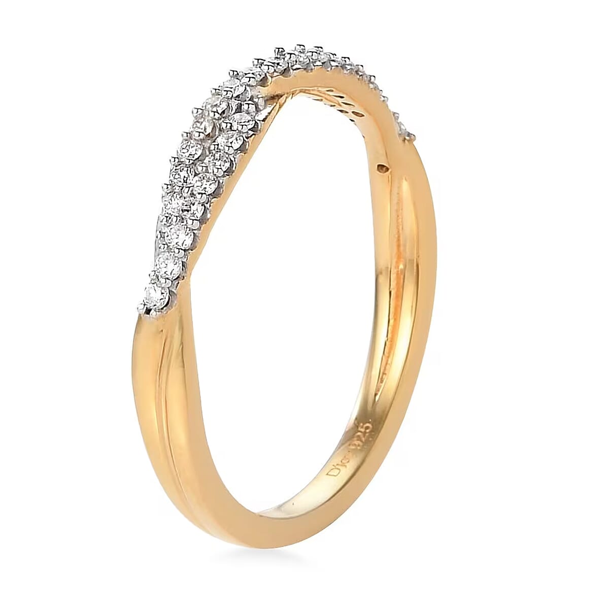 Lab Grown Diamond G-H SI Criss Cross Ring in Vermeil Yellow Gold Over Sterling Silver (Size 10.0) 0.25 ctw image number 8