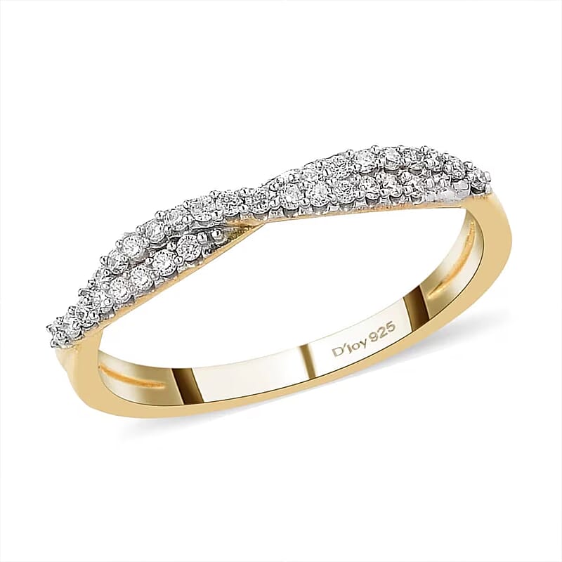 Luxuriant Lab Grown Diamond G-H SI Criss Cross Ring in Vermeil Yellow Gold Over Sterling Silver (Size 8.0) 0.25 ctw