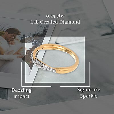 Luxuriant Lab Grown Diamond G-H SI Criss Cross Ring in Vermeil Yellow Gold Over Sterling Silver (Size 8.0) 0.25 ctw