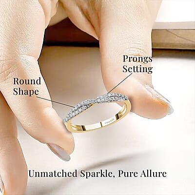 Luxuriant Lab Grown Diamond G-H SI Criss Cross Ring in Vermeil Yellow Gold Over Sterling Silver (Size 8.0) 0.25 ctw
