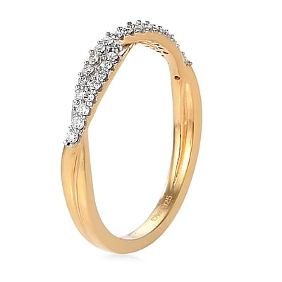 Luxuriant Lab Grown Diamond G-H SI Criss Cross Ring in Vermeil Yellow Gold Over Sterling Silver (Size 8.0) 0.25 ctw