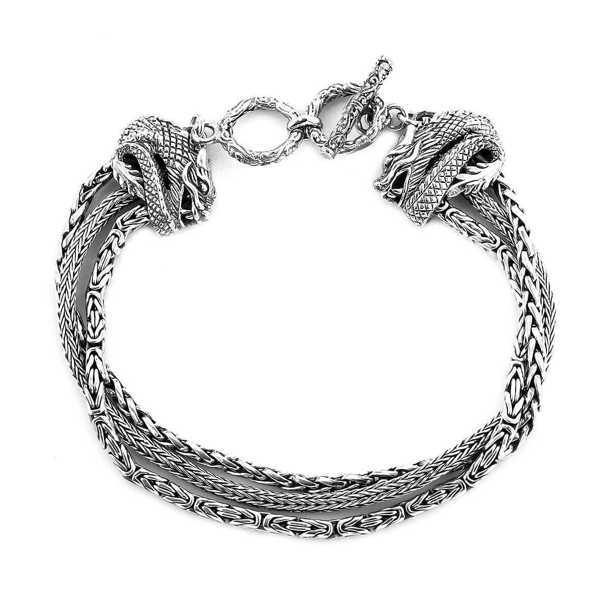 Bali Legacy Sterling Silver Multi Strand Toggle Clasp Bracelet (7.50 In) 25 Grams image number 0