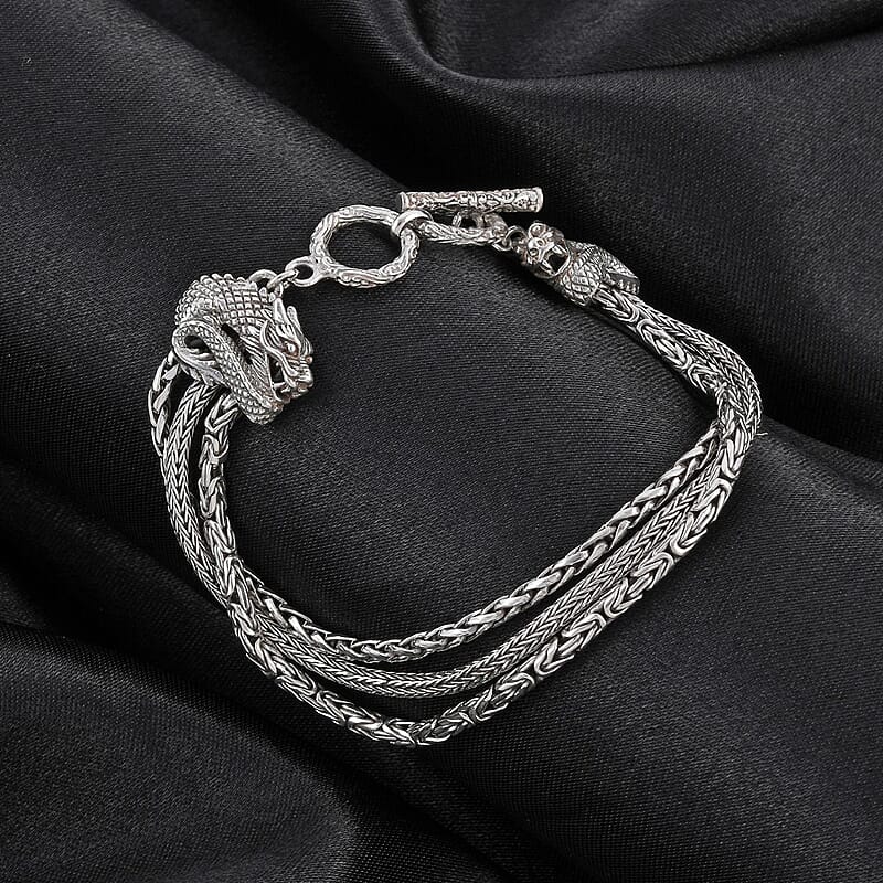 Bali Legacy Sterling Silver Multi Strand Toggle Clasp Bracelet (7.50 In) 25 Grams