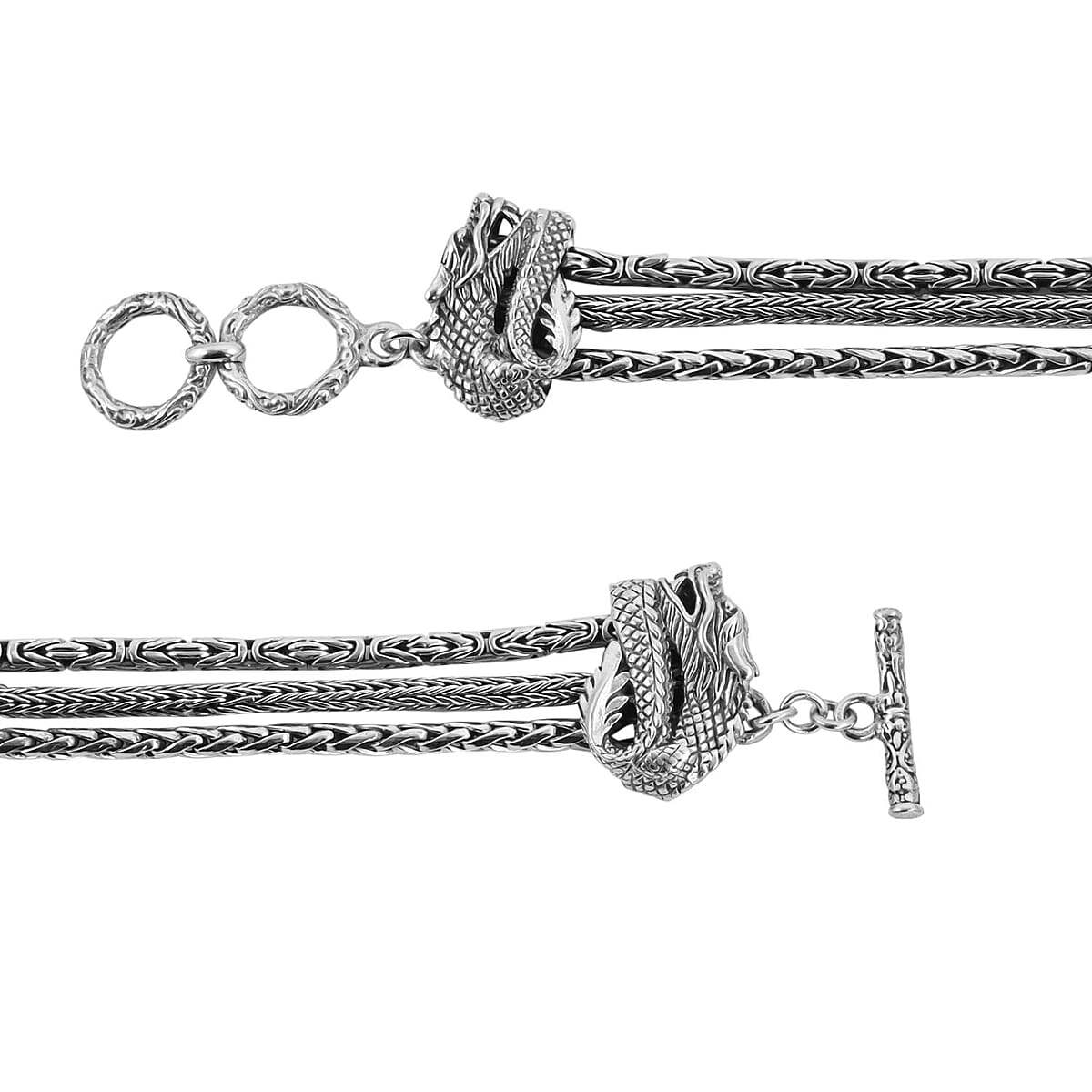 Bali Legacy Sterling Silver Multi Strand Toggle Clasp Bracelet (7.50 In) 25 Grams image number 3