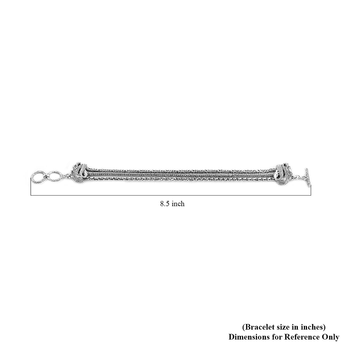 Bali Legacy Sterling Silver Multi Strand Toggle Clasp Bracelet (7.50 In) 25 Grams image number 4