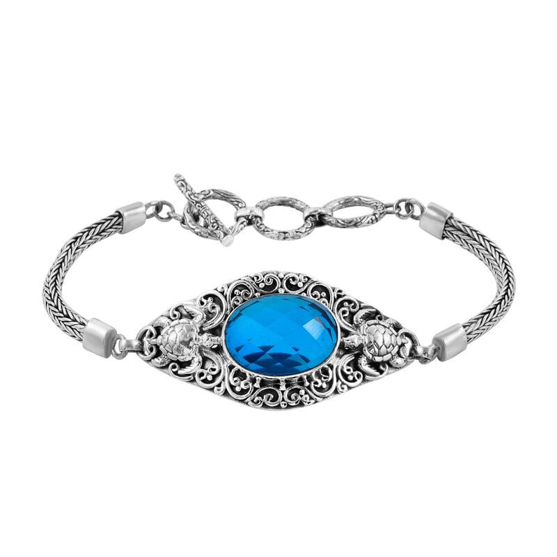 Bali Legacy Caribbean Quartz (Triplet) Toggle Clasp Bracelet in Sterling Silver (7.50 In) 11.70 ctw