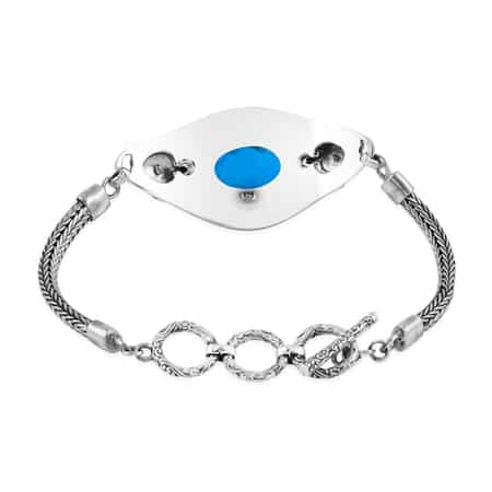 Bali Legacy Caribbean Quartz (Triplet) Toggle Clasp Bracelet in Sterling Silver (7.50 In) 11.70 ctw image number 2