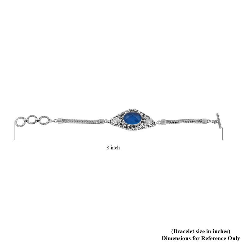 Bali Legacy Caribbean Quartz (Triplet) Toggle Clasp Bracelet in Sterling Silver (7.50 In) 11.70 ctw