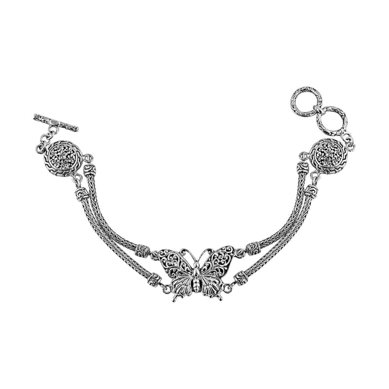 Bali Legacy Sterling Silver Butterfly Bracelet (7.50 In) 23 Grams