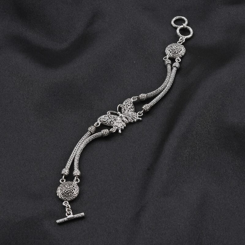 Bali Legacy Sterling Silver Butterfly Bracelet (7.50 In) 23 Grams