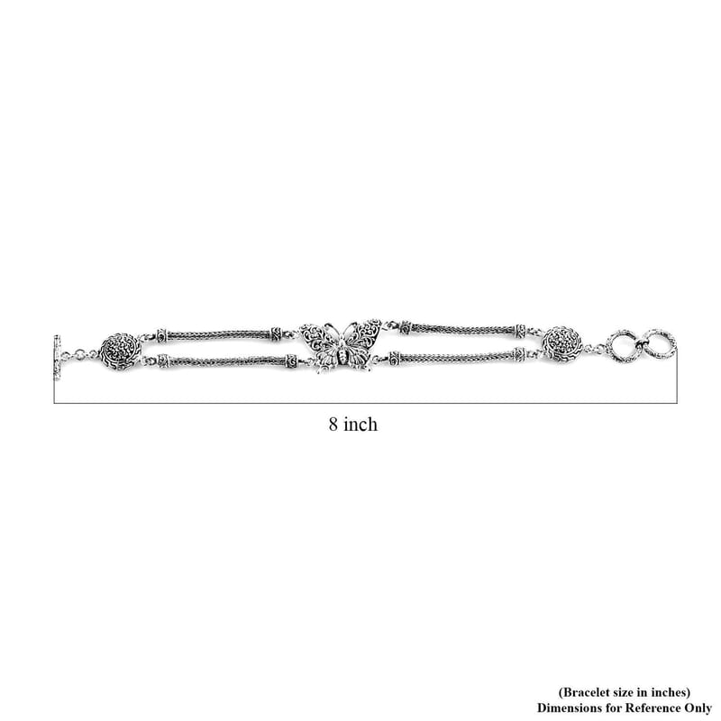 Bali Legacy Sterling Silver Butterfly Bracelet (7.50 In) 23 Grams