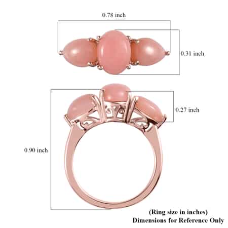 Peruvian Pink Opal 3 Stone Ring in Vermeil Rose Gold Over Sterling Silver (Size 5.0) 2.30 ctw image number 5