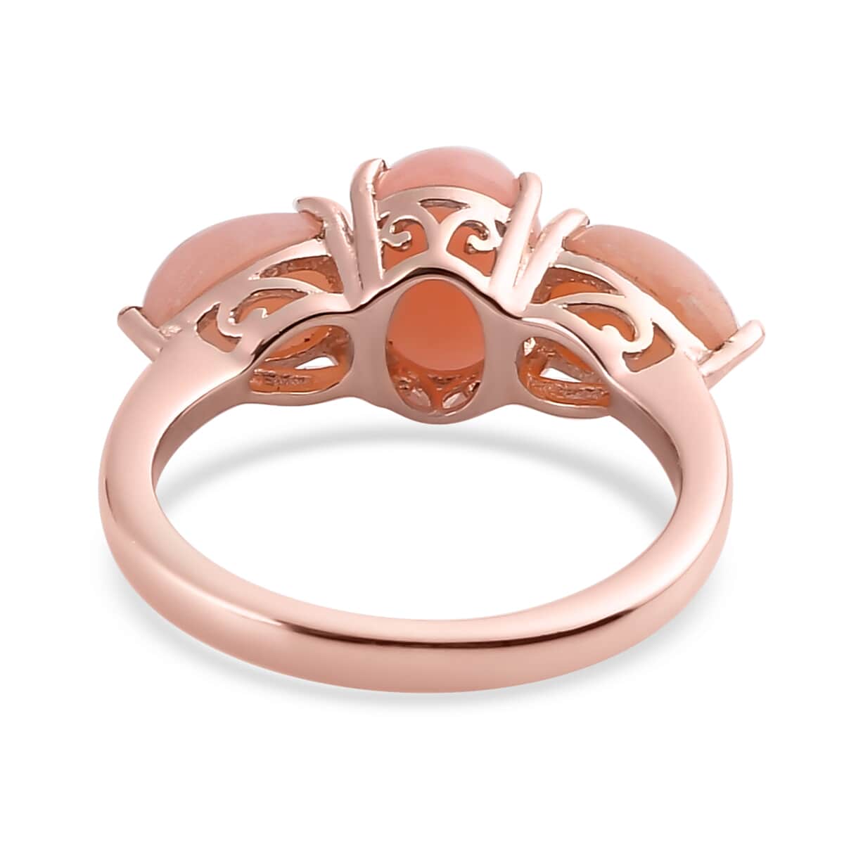 Peruvian Pink Opal 3 Stone Ring in Vermeil Rose Gold Over Sterling Silver (Size 7.0) 2.30 ctw image number 4