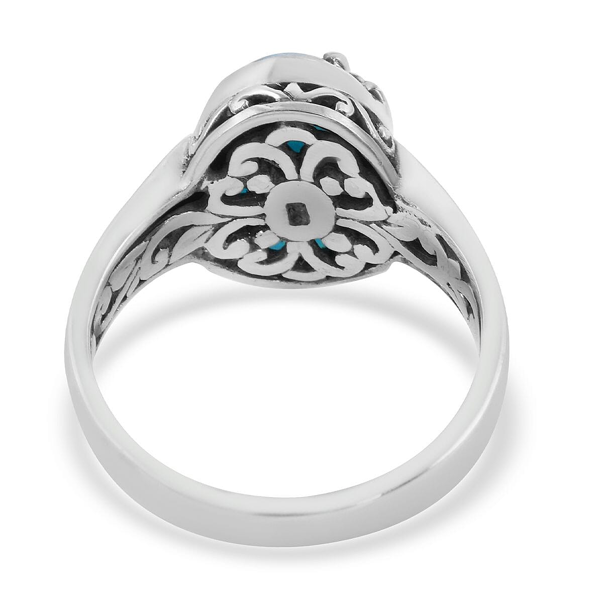 Bali Legacy Larimar Turtle Ring in Sterling Silver (Size 8.0) 8 Grams 6.75 ctw image number 4