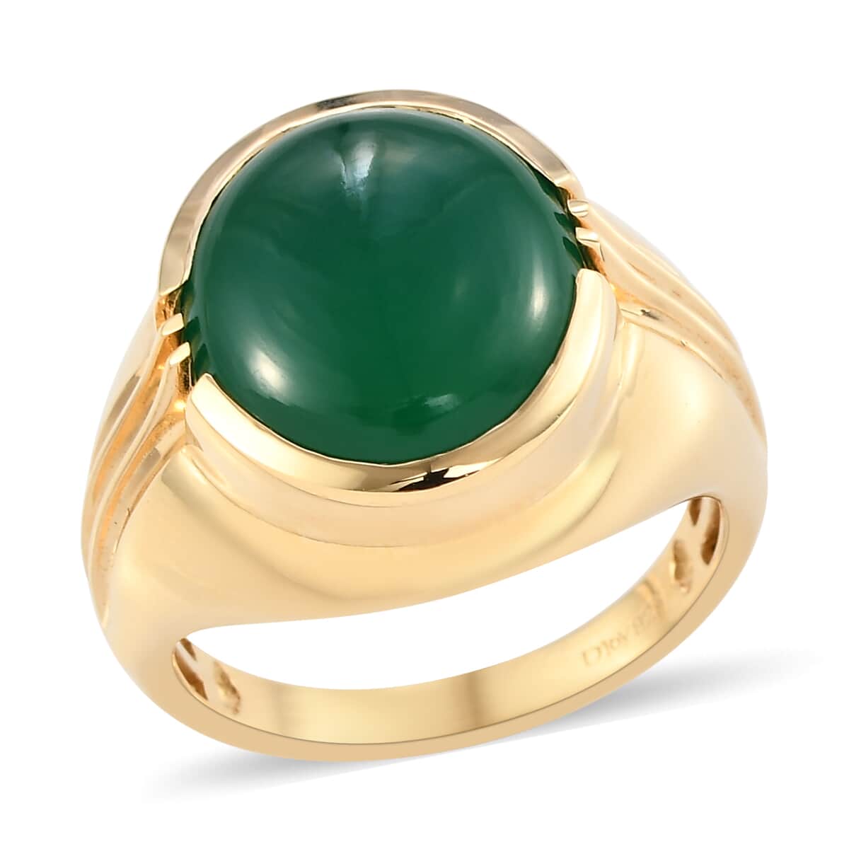 Verde Onyx Solitaire Men's Ring in Vermeil Yellow Gold Over Sterling Silver (Size 10.0) 11.00 ctw image number 0