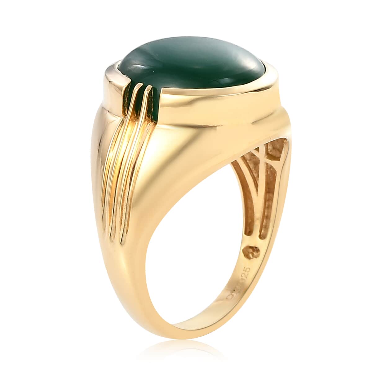 Verde Onyx Solitaire Men's Ring in Vermeil Yellow Gold Over Sterling Silver (Size 10.0) 11.00 ctw image number 3