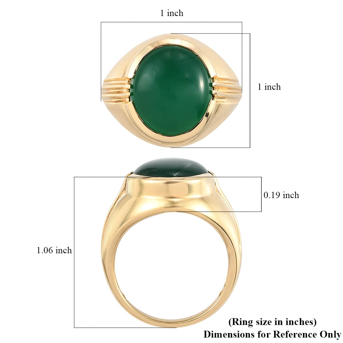 Verde Onyx Solitaire Men's Ring in Vermeil Yellow Gold Over Sterling Silver (Size 10.0) 11.00 ctw image number 5