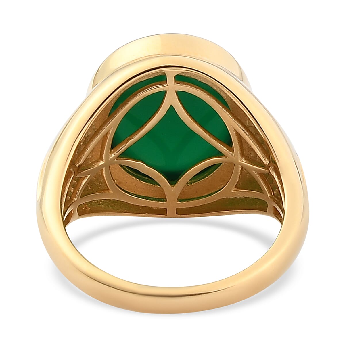 Verde Onyx Solitaire Men's Ring in Vermeil Yellow Gold Over Sterling Silver (Size 13.0) 8.50 Grams 11.00 ctw  image number 4