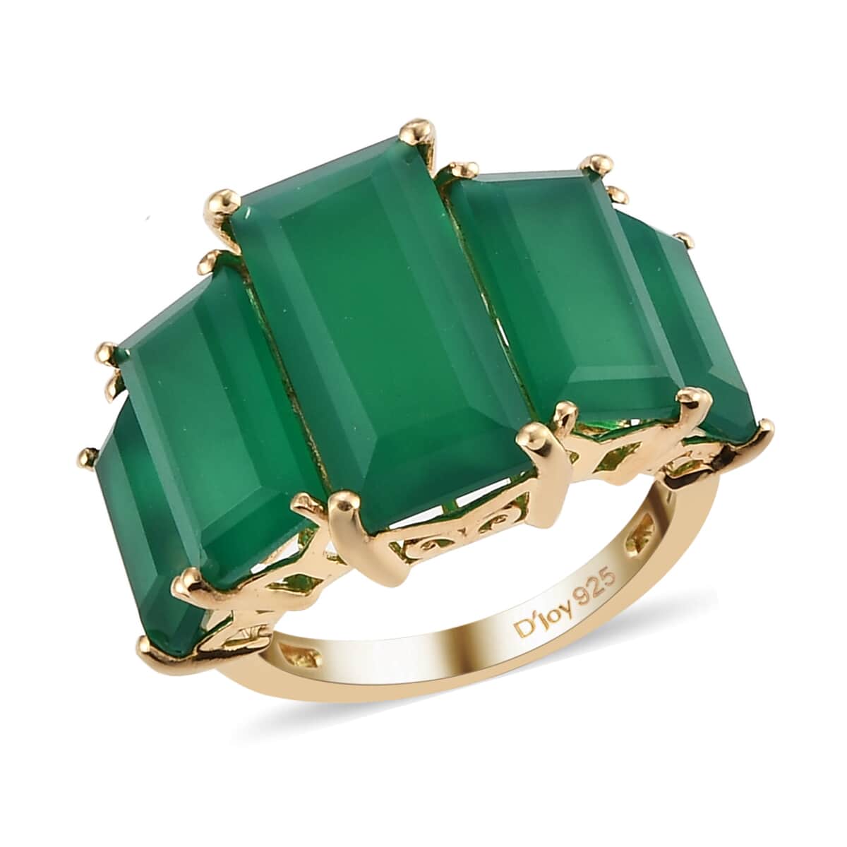 Verde Onyx 5 Stone Ring in Vermeil Yellow Gold Over Sterling Silver (Size 9.0) 15.35 ctw  image number 0