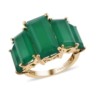 Verde Onyx 5 Stone Ring in Vermeil Yellow Gold Over Sterling Silver (Size 9.0) 15.35 ctw 