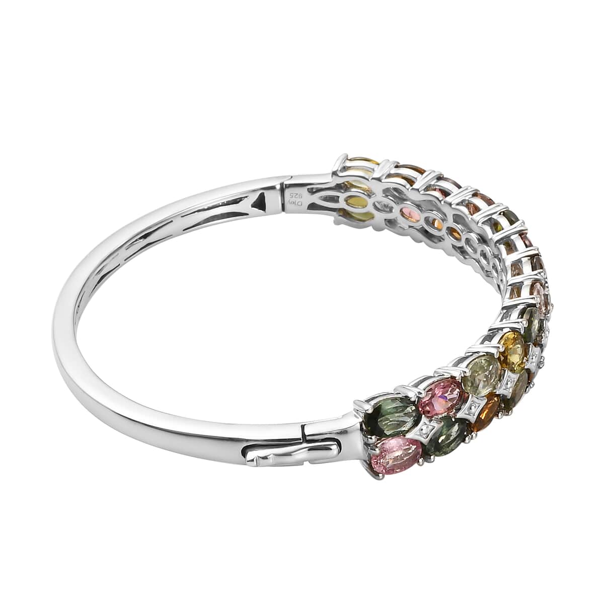 Multi-Tourmaline Bangle Bracelet in Platinum Over Sterling Silver (6.50 In) 15.65 Grams 10.00 ctw image number 3