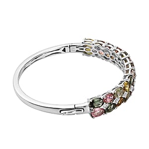 D'Joy Multi-Tourmaline Bangle Bracelet in Platinum Over Sterling Silver (6.50 In) 10.00 ctw