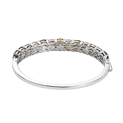 D'Joy Multi-Tourmaline Bangle Bracelet in Platinum Over Sterling Silver (6.50 In) 10.00 ctw