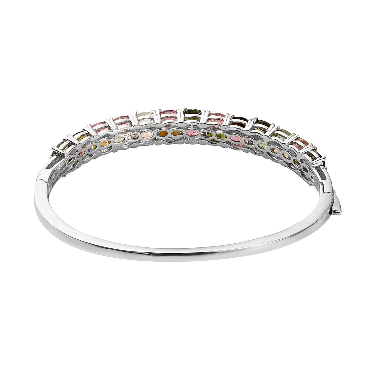 Multi-Tourmaline Bangle Bracelet in Platinum Over Sterling Silver (7.25 In) 10.00 ctw image number 4