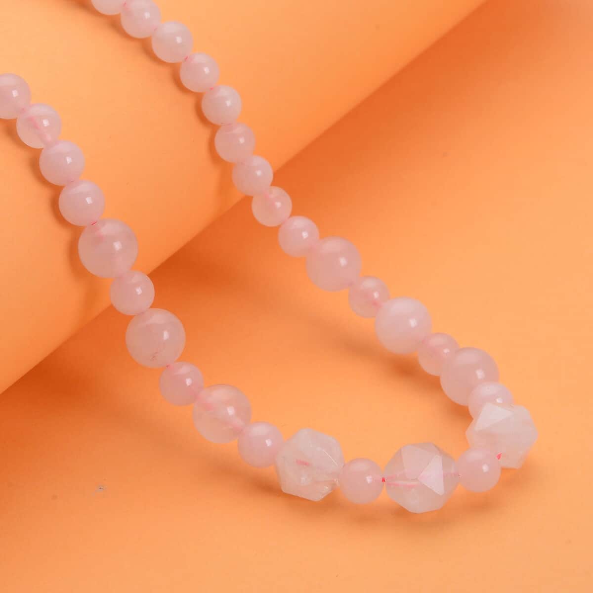 Galilea Rose Quartz Beaded Necklace 18-20 Inches in Silvertone 138.50 ctw image number 1