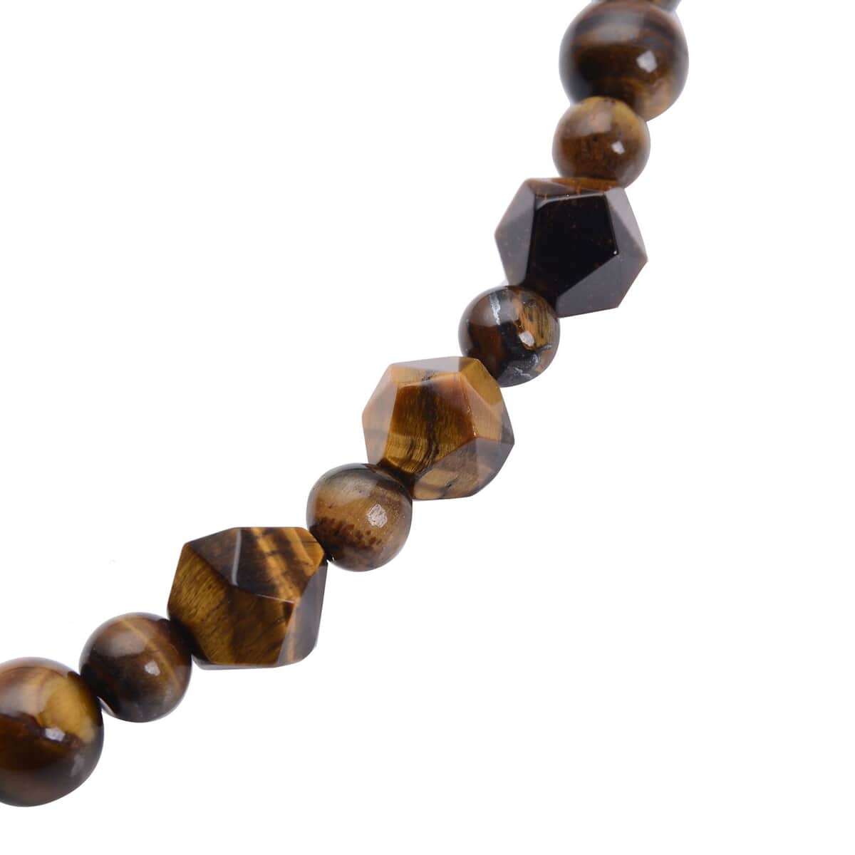 Yellow Tiger's Eye Beaded Necklace 18-20 Inches in Silvertone 138.50 ctw image number 3