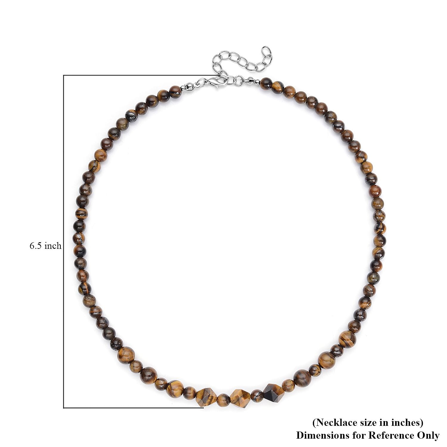Yellow Tiger's Eye Beaded Necklace 18-20 Inches in Silvertone 138.50 ctw