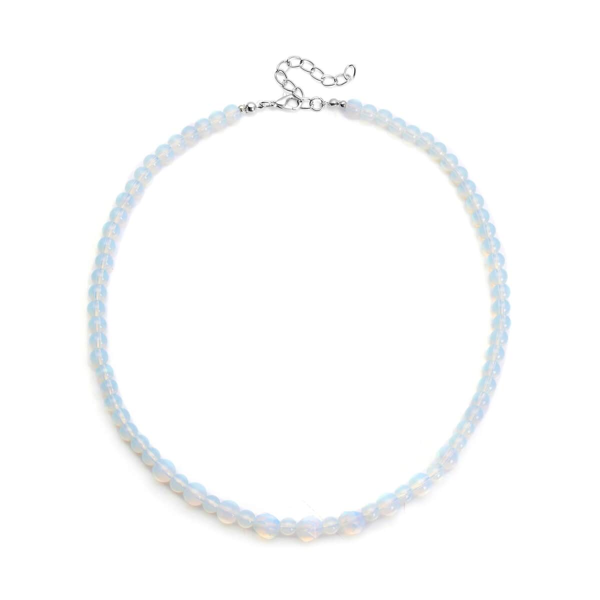 Opalite Beaded Necklace 18-20 Inches in Silvertone 138.50 ctw image number 0