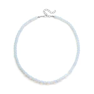 Opalite Beaded Necklace 18-20 Inches in Silvertone 138.50 ctw