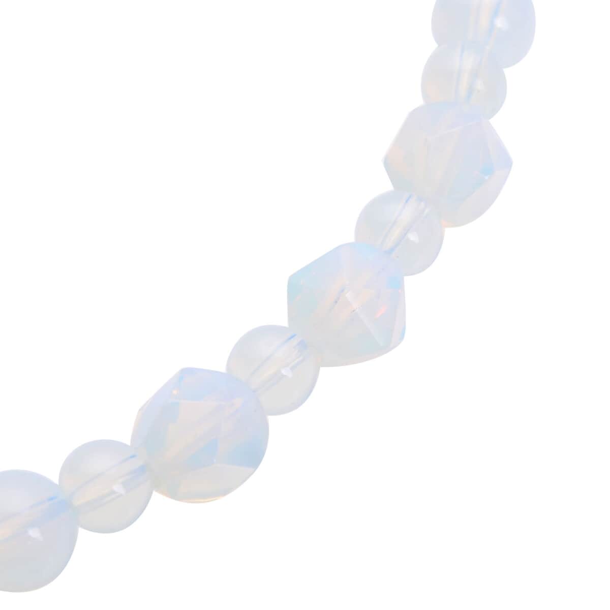 Opalite Beaded Necklace 18-20 Inches in Silvertone 138.50 ctw image number 3